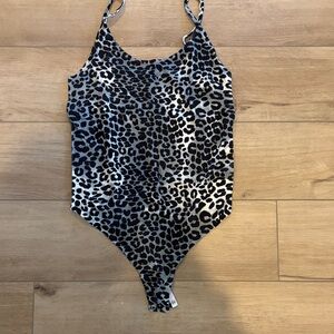 2 Piece Stylish Leopard Print Long Sleeve Top and Body Suit